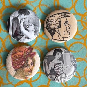 Four Buttons of Vintage Men and Women